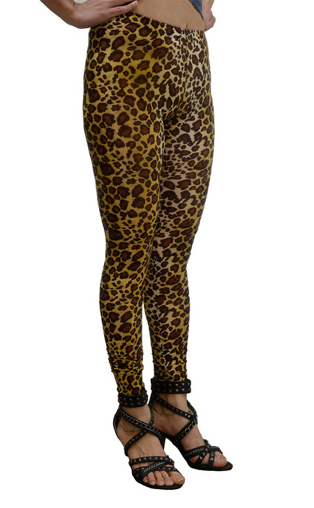 Vivian's Fashions Long Leggings - Color Leopard Print, Junior Size (Small)