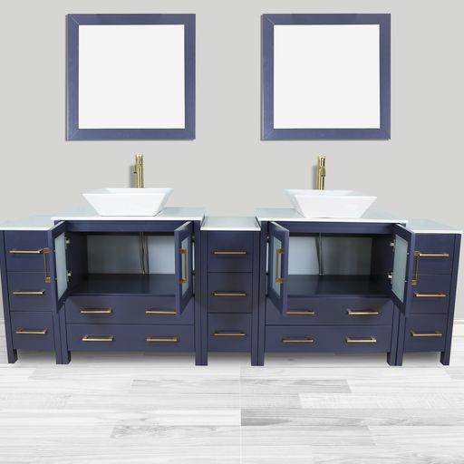 Vanity Art VA3130-96B 96 Inch Double Sink Bathroom Vanity Set With Engineered Marble Vanity Top ...