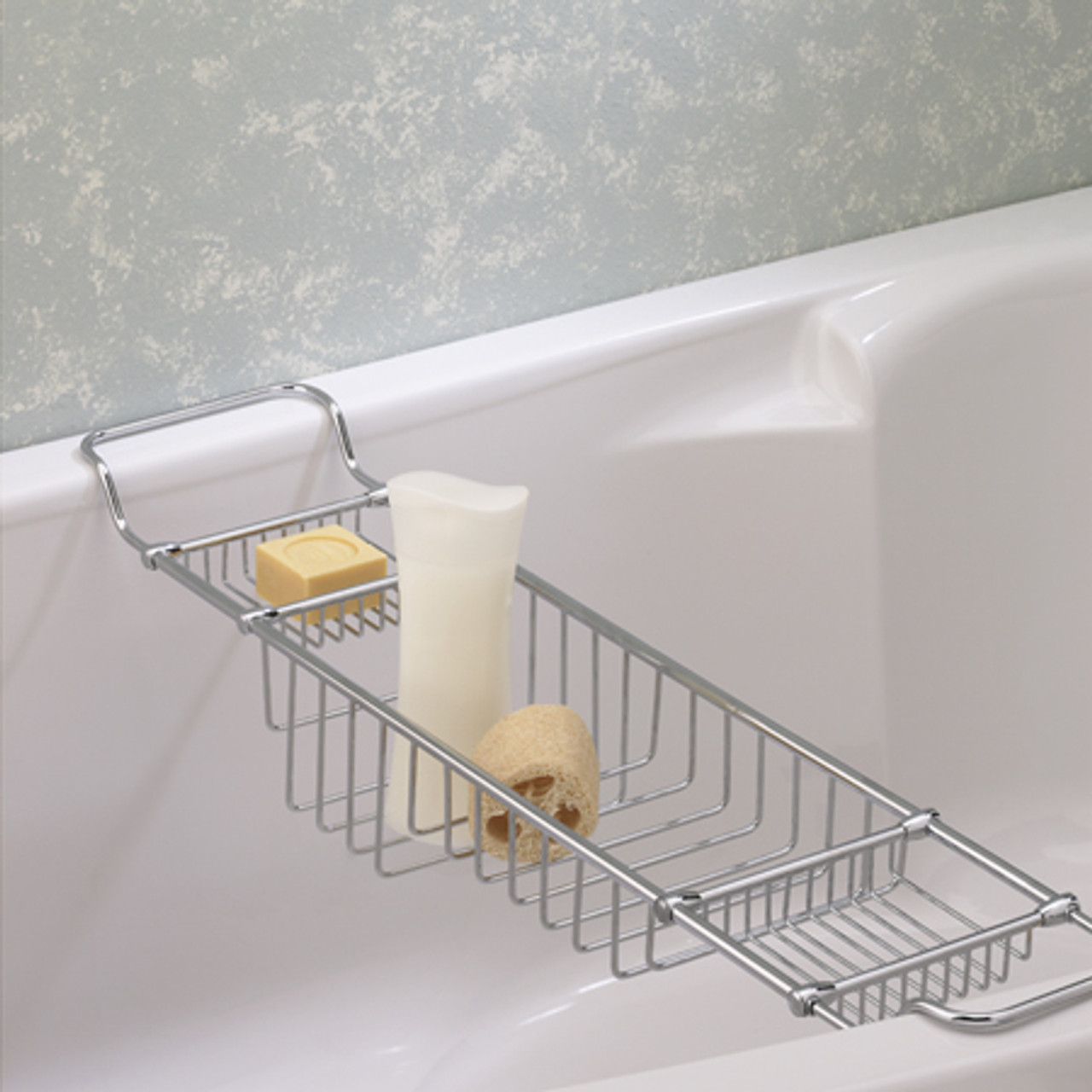 Valsan Essentials 53414CR Large Adjustable Bathtub Caddy - Rack - Chrome