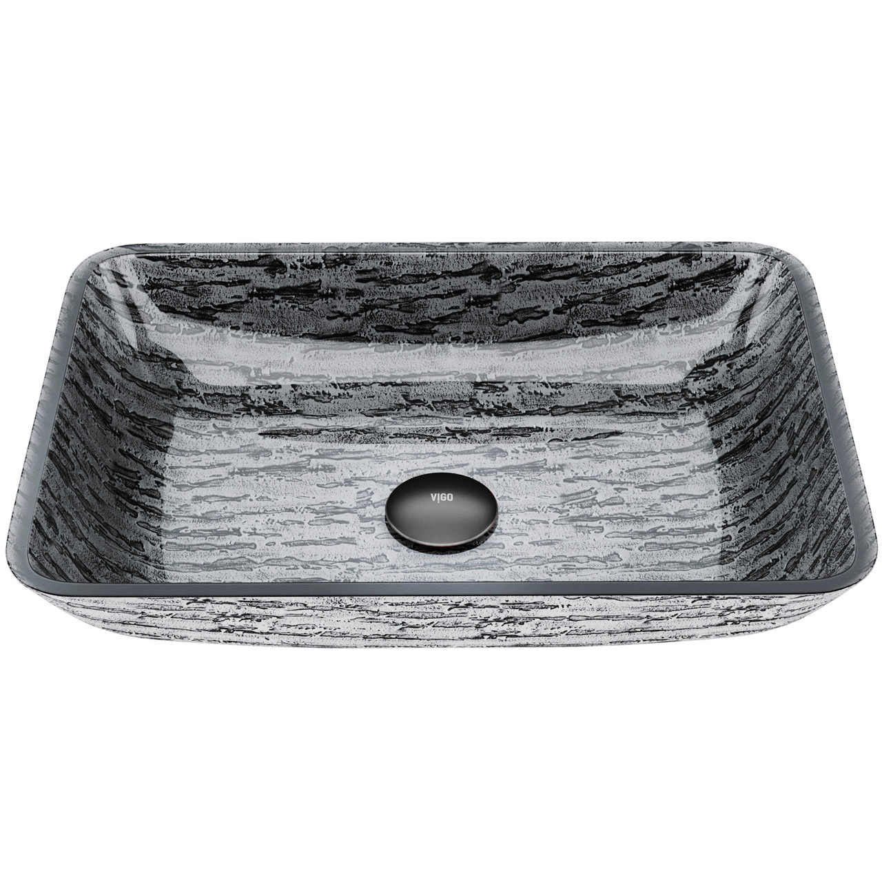 VIGO VG07085 Rectangular Titanium Glass Vessel Bathroom Sink