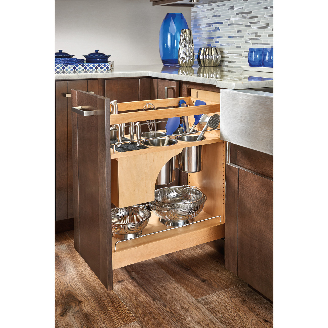 Rev-A-Shelf - 448OXO-BCSC-8C - 8 in. Pull-Out Wood Base Cabinet OXO Organizer