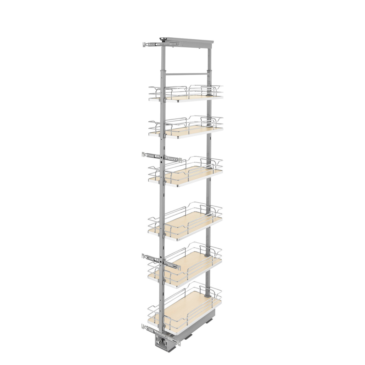 Rev-A-Shelf 5343-10-GR 10 in Chrome Solid Bottom Pantry Pullout Soft Close - Gray