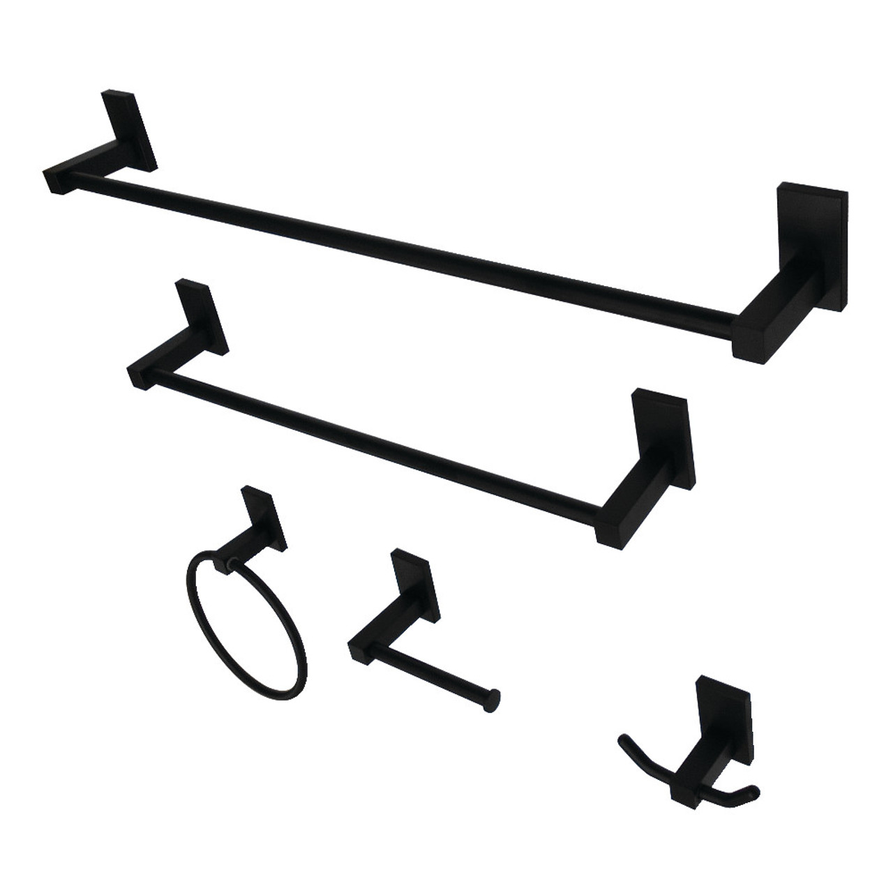 Kingston Brass BAHK6012478MB Markus 5-Piece Bathroom Accessory Set, Matte Black