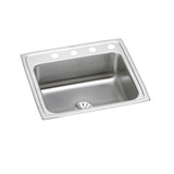 Elkay Lustertone Classic Stainless Steel 25" x 21-1/4" x 7-7/8", 0-Hole Single Bowl Drop-in Sink with Perfect Drain - LR2521PD0