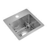 Elkay Crosstown 18 Gauge Stainless Steel 15" x 15" x 9", 1-Hole Single Bowl Undermount or Drop-in Bar Sink Kit - ECTSR15159TBG1