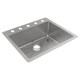 ELKAY  ECTSR25229TBG5 Crosstown 18 Gauge Stainless Steel 25" x 22" x 9", 5-Hole Single Bowl Undermount or Drop-in Sink Kit