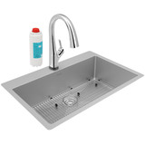 Elkay Crosstown 18 Gauge Stainless Steel 33" x 22" x 9", Single Bowl Undermount or Drop-in Sink Kit with Filtered Faucet - ECTSRS33229TFLC