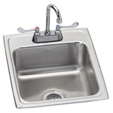Elkay Lustertone Classic Stainless Steel 17" x 20" x 7-5/8", 2-Hole Single Bowl Drop-in Sink + Faucet Kit - LR1720C