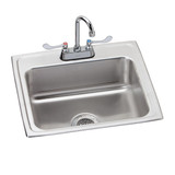 Elkay Lustertone Classic Stainless Steel 22" x 19-1/2" x 7-5/8", 2-Hole Single Bowl Drop-in Sink + Faucet Kit - LR2219SC