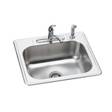 Elkay Dayton Stainless Steel 25" x 22" x 8-1/16", 4-Hole Single Bowl Drop-in Sink and Faucet Kit - DSE125224DF