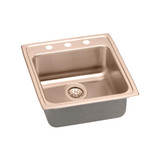 Elkay CuVerro Antimicrobial Copper 19-1/2" x 22" x 6-1/2", 3-Hole Single Bowl Drop-in ADA Sink - LRAD2022653-CU