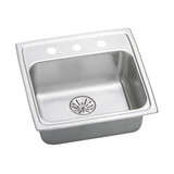 Elkay Lustertone Classic Stainless Steel 19-1/2" x 19" x 6-1/2", 2-Hole Single Bowl Drop-in ADA Sink with Perfect Drain and Quick-clip - LRADQ191965PD2