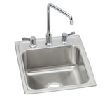 ELKAY  LH1720C Lustertone Classic Stainless Steel 17" x 20" x 7-5/8", 3-Hole Single Bowl Drop-in Bathroom Sink + Faucet Kit