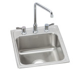 Elkay Lustertone Classic Stainless Steel 17" x 20" x 7-5/8", 3-Hole Single Bowl Drop-in Bathroom Sink + Faucet Kit - LH1720C