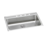 Elkay Lustertone Classic Stainless Steel 31" x 22" x 6-1/2", 4-Hole Single Bowl Drop-in ADA Sink with Perfect Drain - LRAD312265PD4