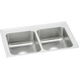 Elkay Lustertone Classic Stainless Steel 33" x 21-1/4" x 7-7/8", Equal 0-Hole Double Bowl Drop-in Sink with Quick-clip - LRQ33210