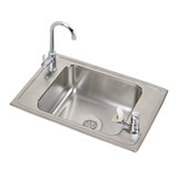 Elkay Celebrity Stainless Steel 25" x 17" x 6-7/8", 2-Hole Single Bowl Drop-in Classroom Sink and Vandal-resistant Faucet / Bubbler Kit - CDKR2517VRC
