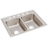 Elkay Lustertone Classic Stainless Steel 29" x 22" x 7-5/8", 5-Hole Equal Double Bowl Drop-in Sink - LR29225