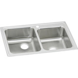 ELKAY  LR2501 Lustertone Classic Stainless Steel 33" x 22" x 7-7/8", 60/40 1-Hole Double Bowl Drop-in Sink