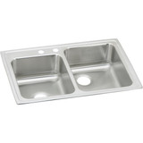 ELKAY  LR250L2 Lustertone Classic Stainless Steel 33" x 22" x 7-7/8", Offset Double Bowl Drop-in Sink