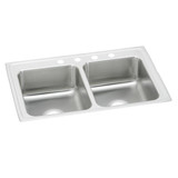 Elkay Lustertone Classic Stainless Steel 37" x 22" x 7-5/8", 2-Hole Equal Double Bowl Drop-in Sink - LR37222