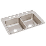 Elkay Lustertone Classic Stainless Steel 33" x 22" x 8-1/8", 5-Hole Equal Double Bowl Drop-in Sink - LR33225