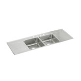ELKAY  ILR6622DD2 Lustertone Classic Stainless Steel 66" x 22" x 7-5/8", Equal Double Bowl Drop-in Sink with Drainboard