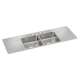 Elkay Lustertone Classic Stainless Steel 66" x 22" x 7-5/8", Equal Double Bowl Drop-in Sink with Drainboard - ILR6622DD4