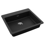 Elkay Quartz Classic 25" x 22" x 5-1/2", Single Bowl Drop-in ADA Sink with Perfect Drain,  Black - ELGAD2522PDBK0