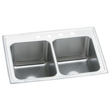 Elkay Lustertone Classic Stainless Steel 25" x 19-1/2" x 10-1/8", 3-Hole Equal Double Bowl Drop-in Sink - DLR2519103