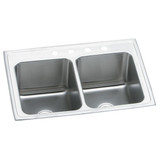 ELKAY  DLR251910MR2 Lustertone Classic Stainless Steel 25" x 19-1/2" x 10-1/8", MR2-Hole Equal Double Bowl Drop-in Sink