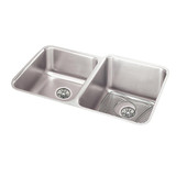 Elkay Lustertone Classic Stainless Steel 31-1/4" x 20-1/2" x 9-7/8", Offset Double Bowl Undermount Sink Kit - ELUH3120LDBG
