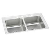ELKAY  LR3321PD2 Lustertone Classic Stainless Steel 33" x 21-1/4" x 7-7/8", 2-Hole Equal Double Bowl Drop-in Sink w/ Perfect Drain