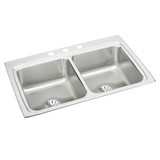 Elkay Lustertone Classic Stainless Steel 33" x 22" x 8-1/8", 3-Hole Equal Double Bowl Drop-in Sink with Perfect Drain - LR3322PD3