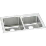 Elkay Lustertone Classic Stainless Steel 33" x 22" x 10", Offset 1-Hole Double Bowl Drop-in Sink - LGR33221