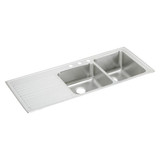 Elkay Lustertone Classic Stainless Steel 54" x 22" x 10", Offset Double Bowl Drop-in Sink with Drainboard - ILGR5422R3