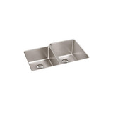 Elkay Lustertone Iconix 16 Gauge Stainless Steel 31-1/4" x 20-1/2" x 9" Double Bowl Undermount Sink with Left Perfect Drain - ELUHH3120LTPD