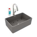 Elkay Fireclay 30" x 19-15/16" x 9-1/8", Single Bowl Farmhouse Sink Kit with Filtered Faucet, Matte - Gray - SWUF28179MGFLC