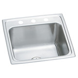 Elkay Lustertone Classic Stainless Steel 19-1/2" x 19" x 10-1/8", 3-Hole Single Bowl Drop-in Laundry Sink w/Perfect Drain - DLR191910PD3