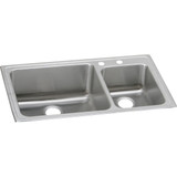 ELKAY  LFGR37222 Lustertone Classic Stainless Steel 37" x 22" x 10", 2-Hole 60/40 Double Bowl Drop-in Sink