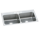 Elkay Lustertone Classic Stainless Steel 43" x 22" x 12-1/8", Equal Double Bowl Drop-in Sink - DLR4322121