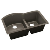 Elkay Quartz Luxe 33" x 22" x 10", Offset 60/40 Double Bowl Undermount Sink with Aqua Divide, Chestnut - ELXHU3322RCN0