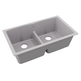 Elkay Quartz Classic 33" x 19" x 10", Equal Double Bowl Undermount Sink with Aqua Divide, Greystone - ELGDULB3322GS0