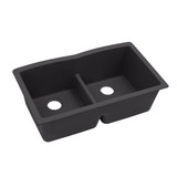 Elkay Quartz Luxe 33" x 19" x 10", Equal Double Bowl Undermount Sink with Aqua Divide, Caviar - ELXDULB3322CA0
