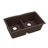 Elkay Quartz Luxe 33" x 19" x 10", Equal Double Bowl Undermount Sink with Aqua Divide, Chestnut - ELXDULB3322CN0