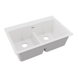 Elkay Quartz Classic 33" x 22" x 10", Equal Double Bowl Drop-in Sink with Aqua Divide,  White - ELGDLB3322WH0