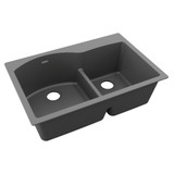 Elkay Quartz Classic 33" x 22" x 10", Offset 60/40 Double Bowl Drop-in Sink with Aqua Divide, Dusk - Gray - ELGH3322RGY0
