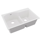 Elkay Quartz Classic 33" x 22" x 10", Offset 60/40 Double Bowl Drop-in Sink with Aqua Divide,  White - ELGH3322RWH0