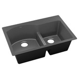 Elkay Quartz Luxe 33" x 22" x 10", Offset 60/40 Double Bowl Drop-in Sink with Aqua Divide, Charcoal - ELXH3322RCH0
