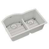 Elkay Quartz Classic 33" x 22" x 10", Offset 60/40 Double Bowl Undermount Sink Kit with Aqua Divide,  White - ELGHU3322RWH0C